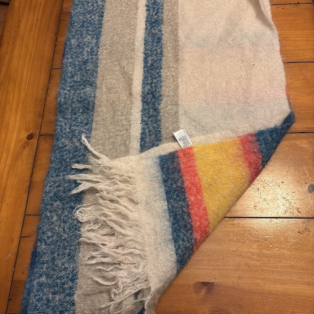Striped Multicolor Fringe Scarf 72 x 21 warm and very soft